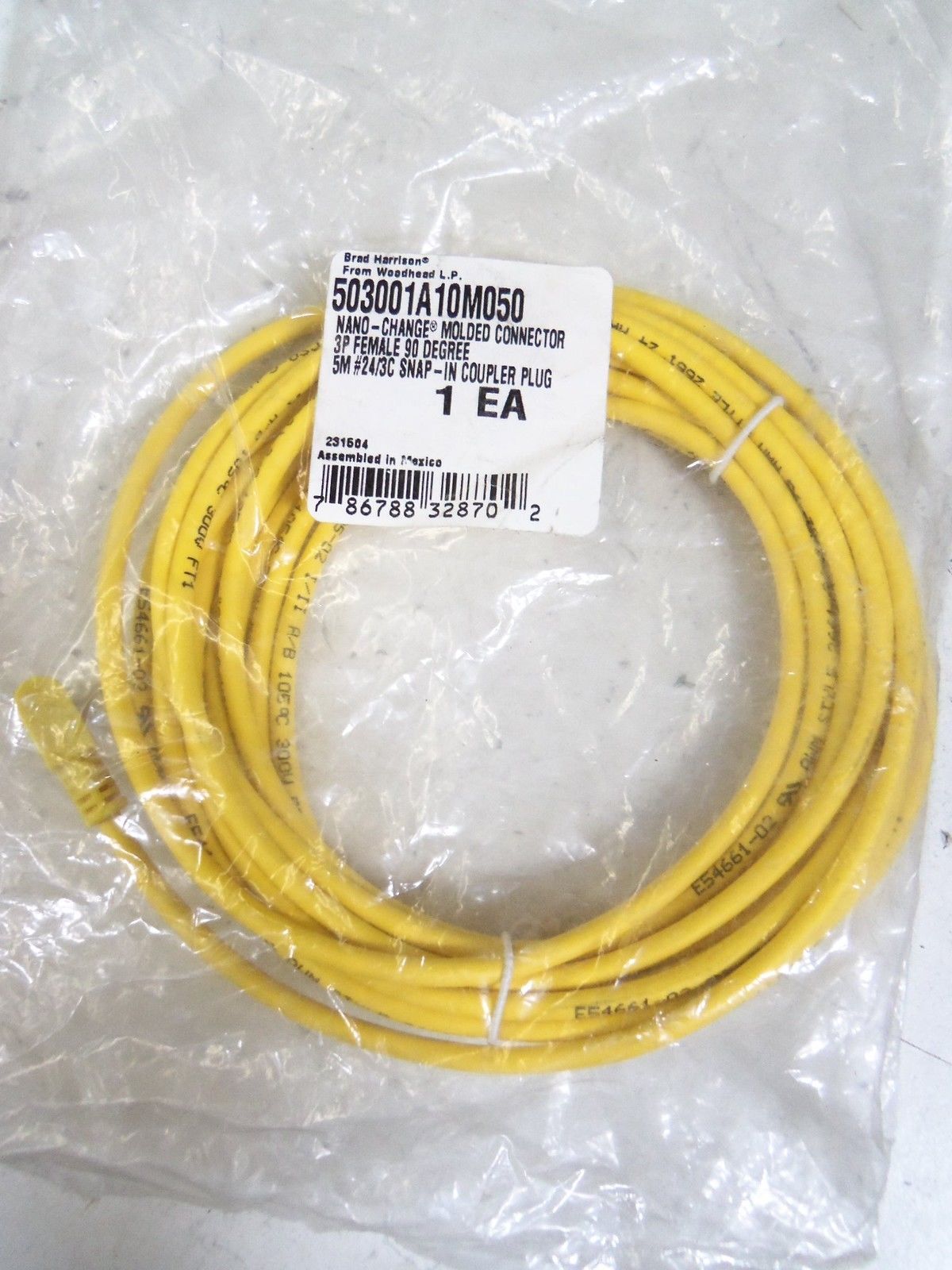 BRAD HARRISON MICRO-CHANGE 503001A10M050 3P FEMABLE CORDSET *NEW IN FACTORY BAG*