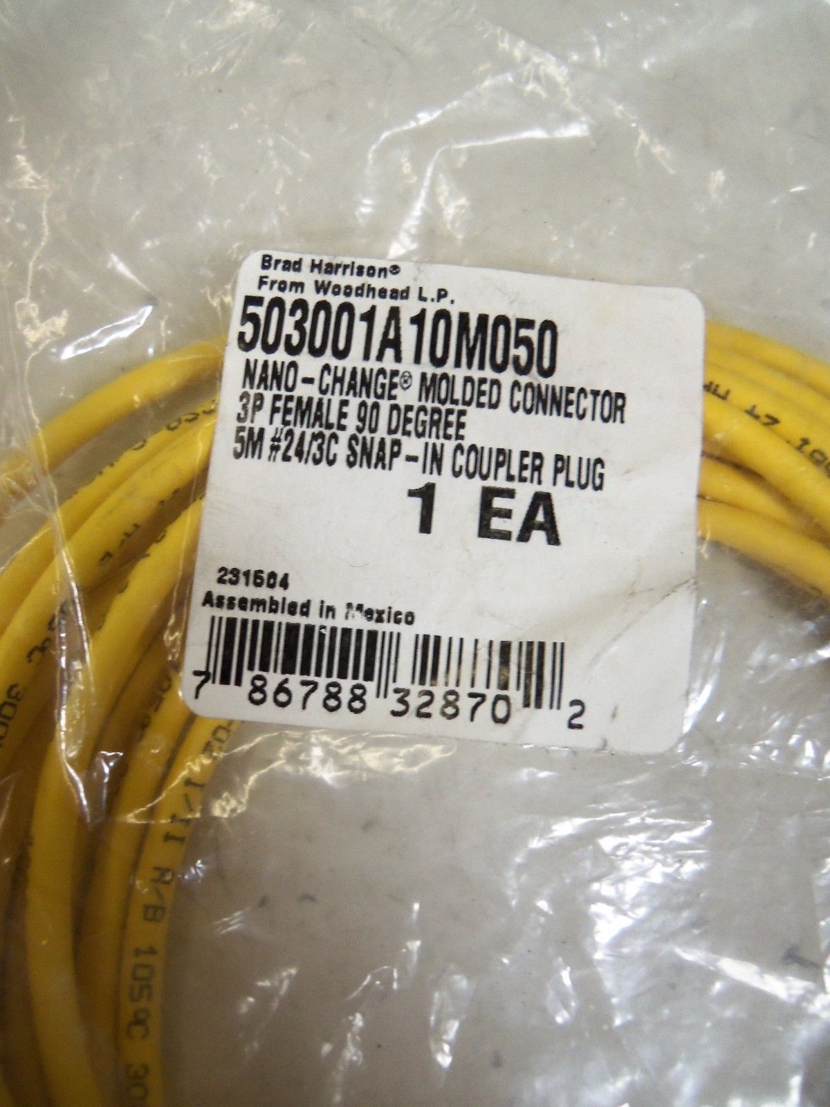 BRAD HARRISON MICRO-CHANGE 503001A10M050 3P FEMABLE CORDSET *NEW IN FACTORY BAG*