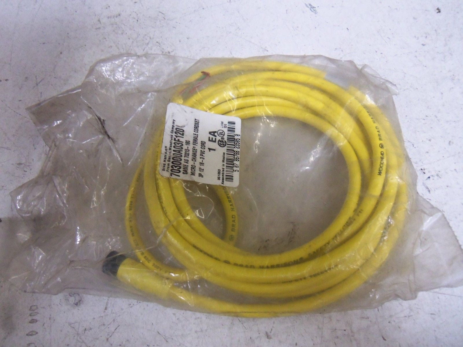 BRAD HARRISON 703000A03F120 CORDSET *NEW IN A FACTORY BAG*