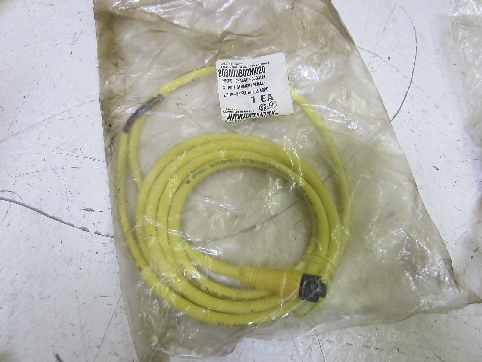 BRAD HARRISON 803000B02M020 CORDSET 3P FEMALE *NEW IN A FACTORY BAG*