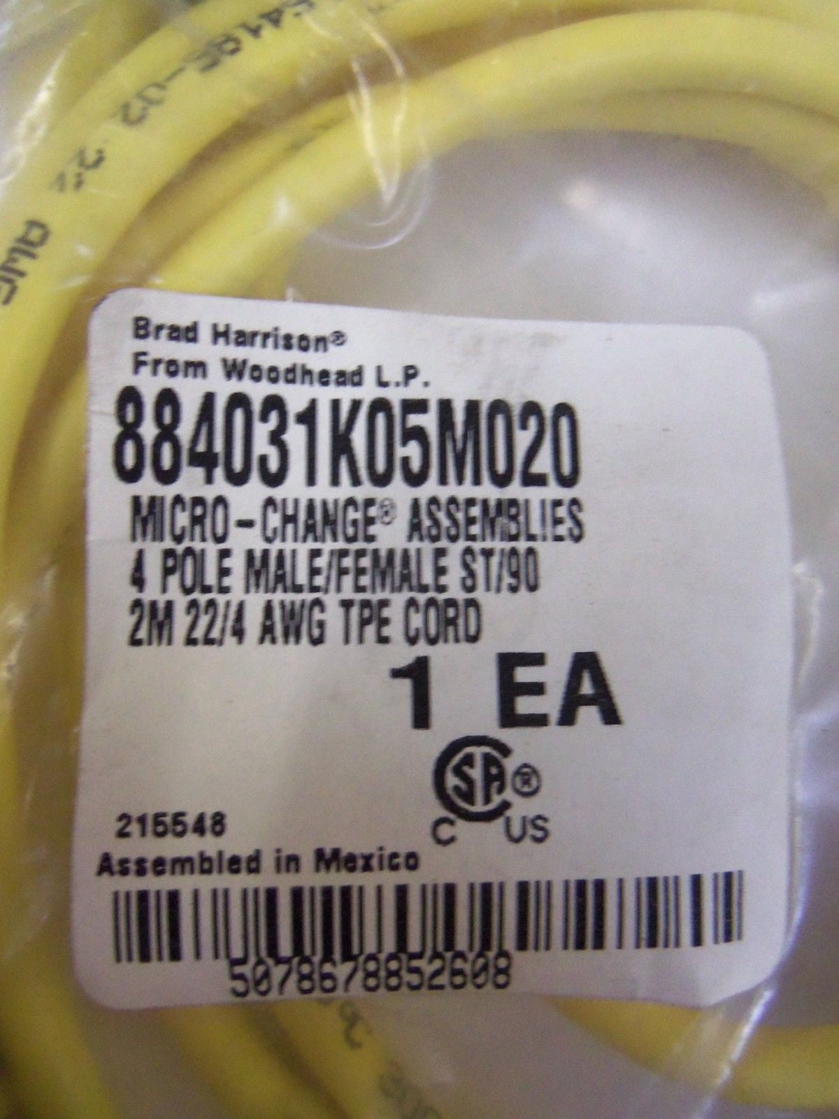 BRAD HARRISON 884031K05M020 CORDSET *NEW IN BAG*