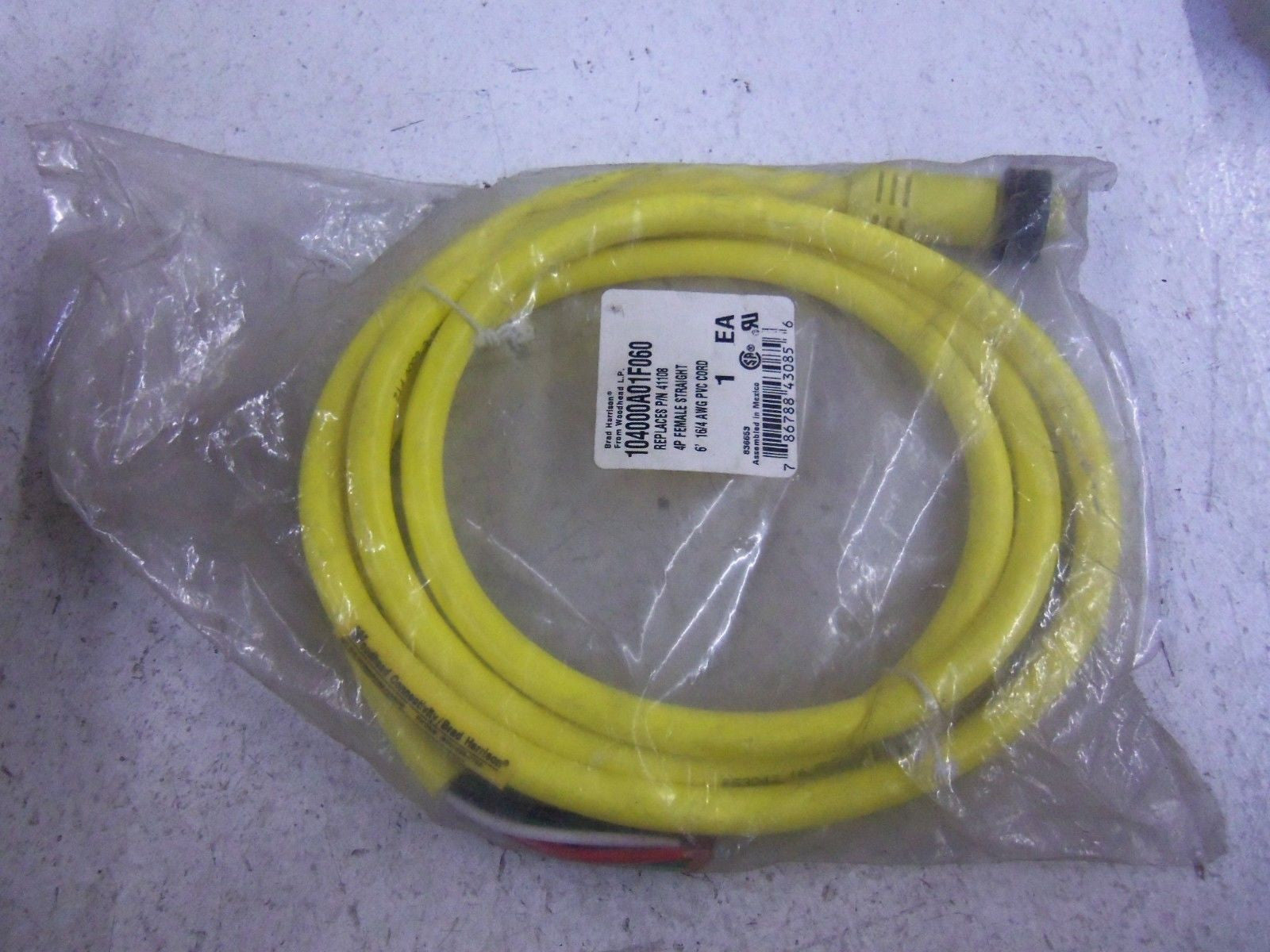 DANIEL WOODHEAD 41108 104000A01F060 CORDSET * NEW IN FACTORY BAG *