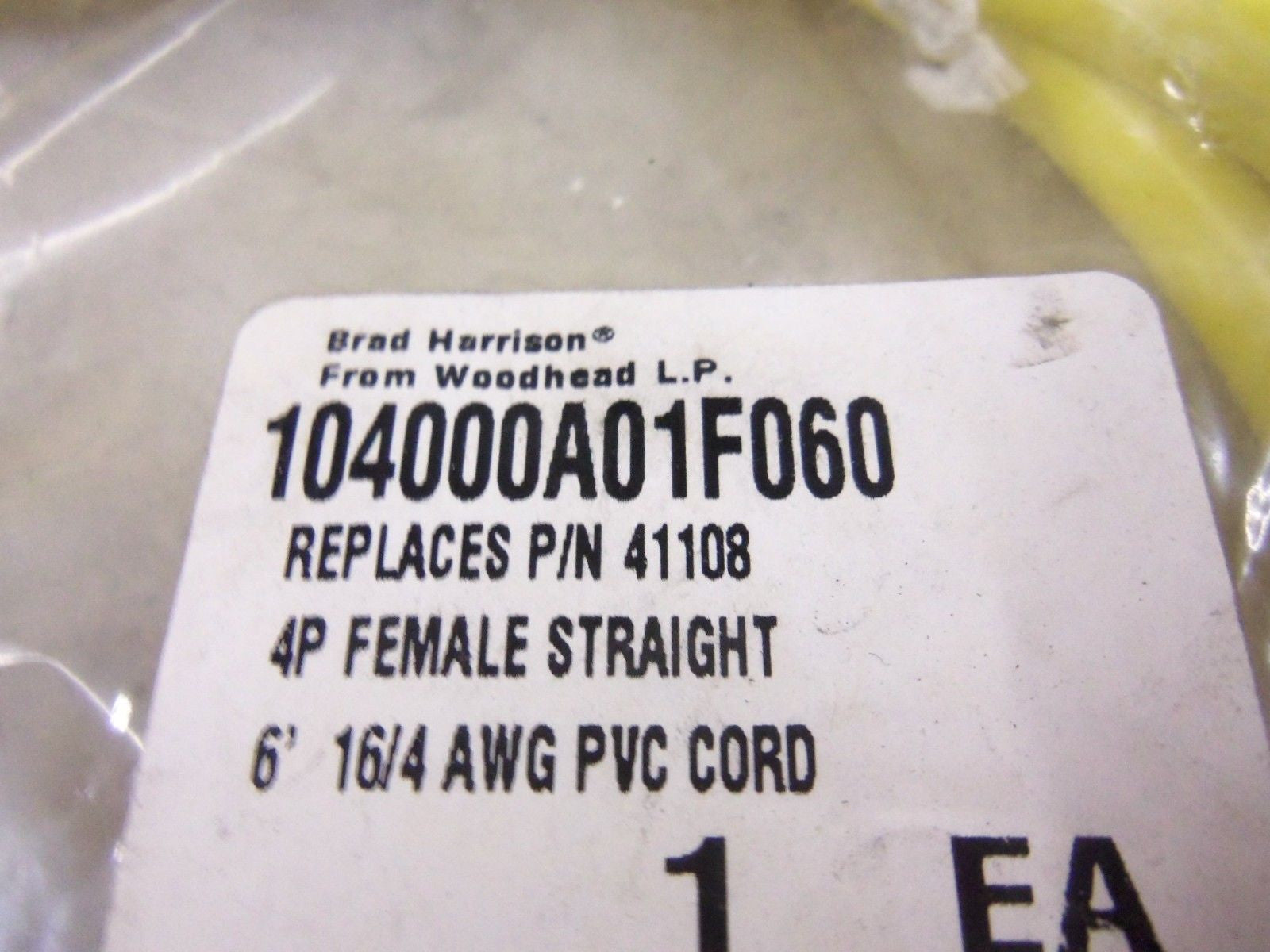 DANIEL WOODHEAD 41108 104000A01F060 CORDSET * NEW IN FACTORY BAG *