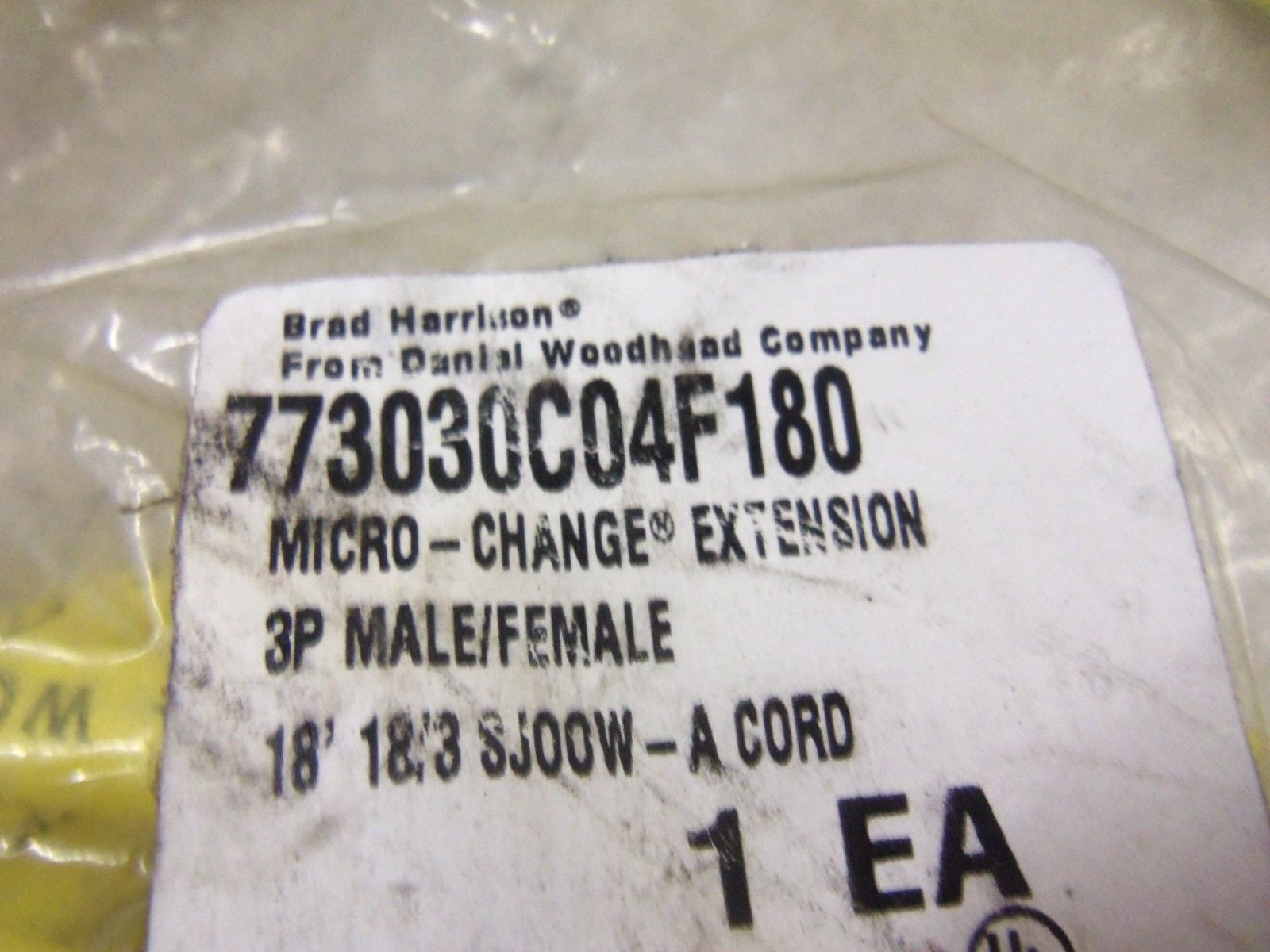 DANIEL WOODHEAD 773030C04F180 CORDSET *NEW IN FACTORY BAG*