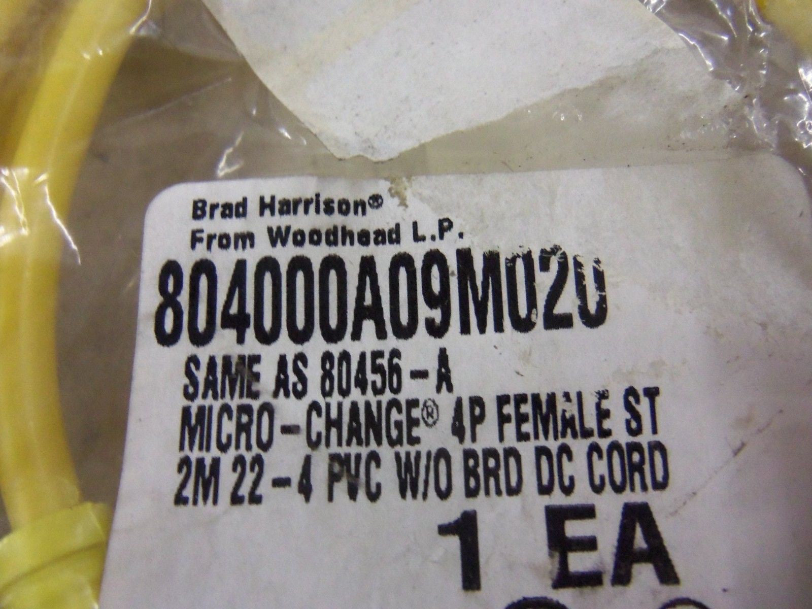 BRAD HARRISON MICRO-CHANGE 804000A09M020 4P FEMALE CORDSET *USED*
