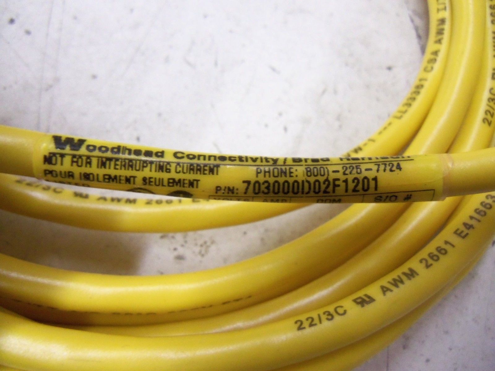 DANIEL WOODHEAD 703000D02F1201 FEMALE SENSOR CABLE *NEW NO BOX*