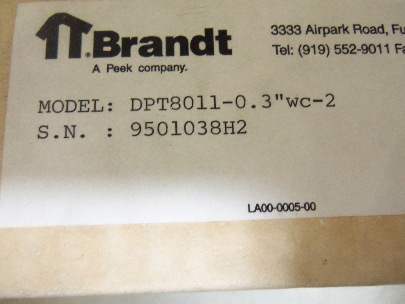 BRANDT DPT8011-0.3"WC-2 *NEW IN BOX*