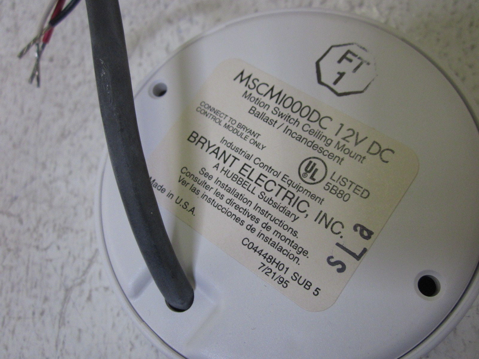 BRYANT MSCM1000-DC MOTION SWITCH *NEW IN BOX*
