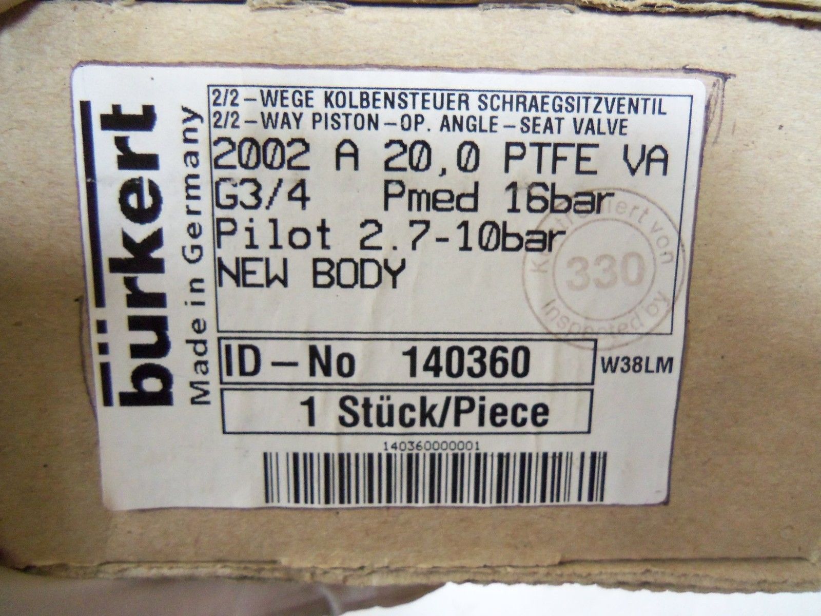 BURKERT 140360 *NEW IN BOX*