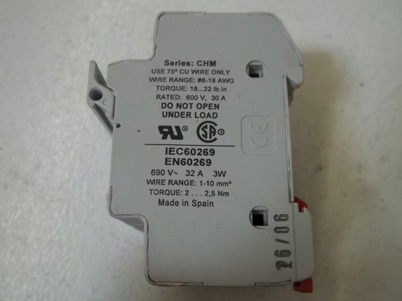 BUSSMANN CHM3DI FUSE HOLDER *USED*
