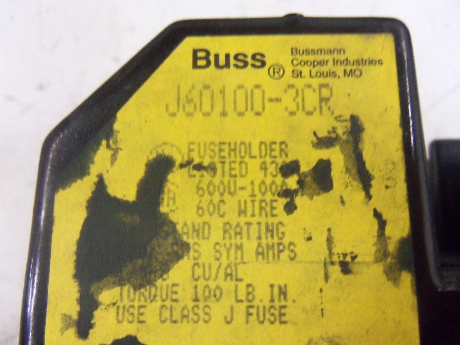 BUSSMANN J60100-3CR FUSE HOLDER *USED*
