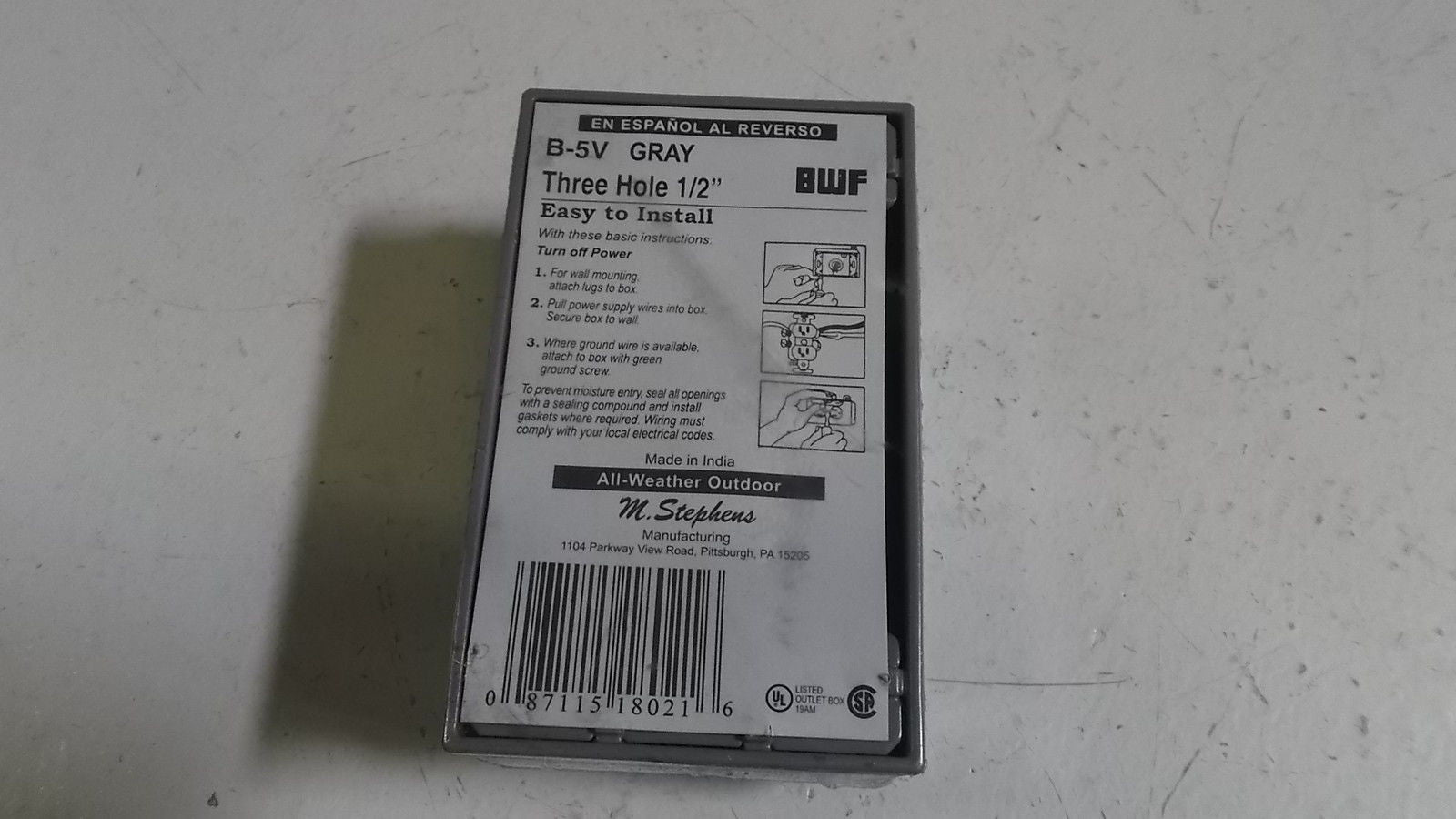 BWF THREE HOLE OUTLET B-5V *NEW IN BOX SEALED*
