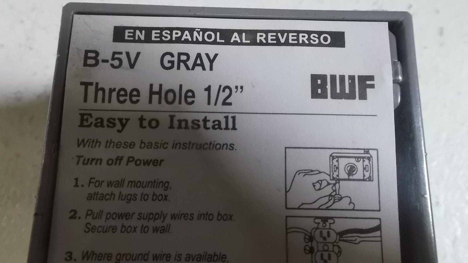 BWF THREE HOLE OUTLET B-5V *NEW IN BOX SEALED*