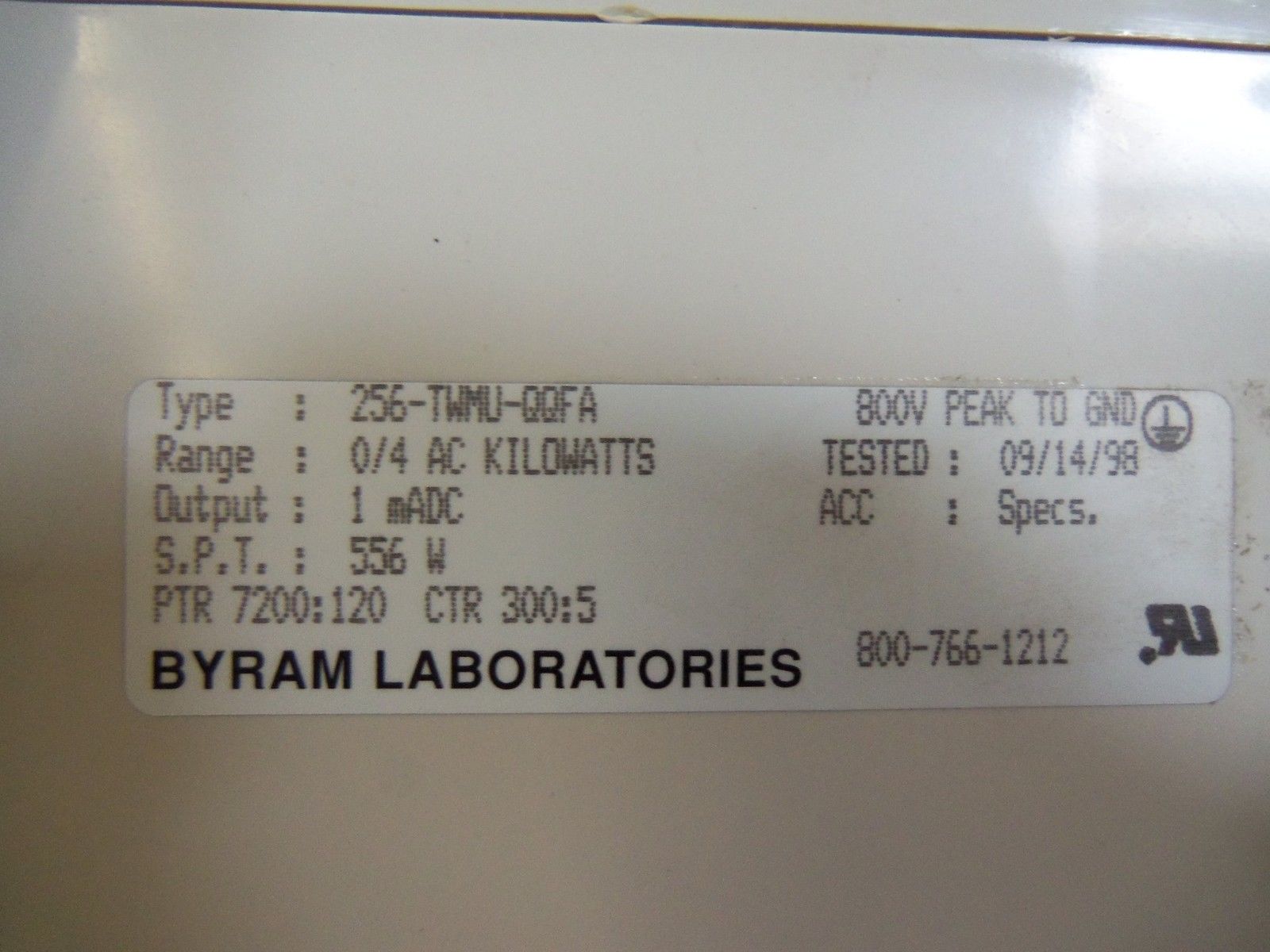 BYRAM LABATORIES 256-TWMU-QQFA *NEW NO BOX*