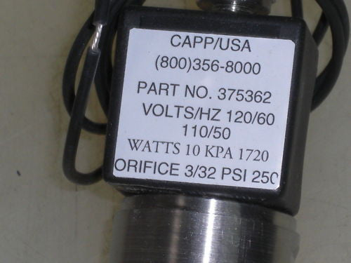 CAPP/USA 375362 SOLENOID VALVE *NEW IN BOX*