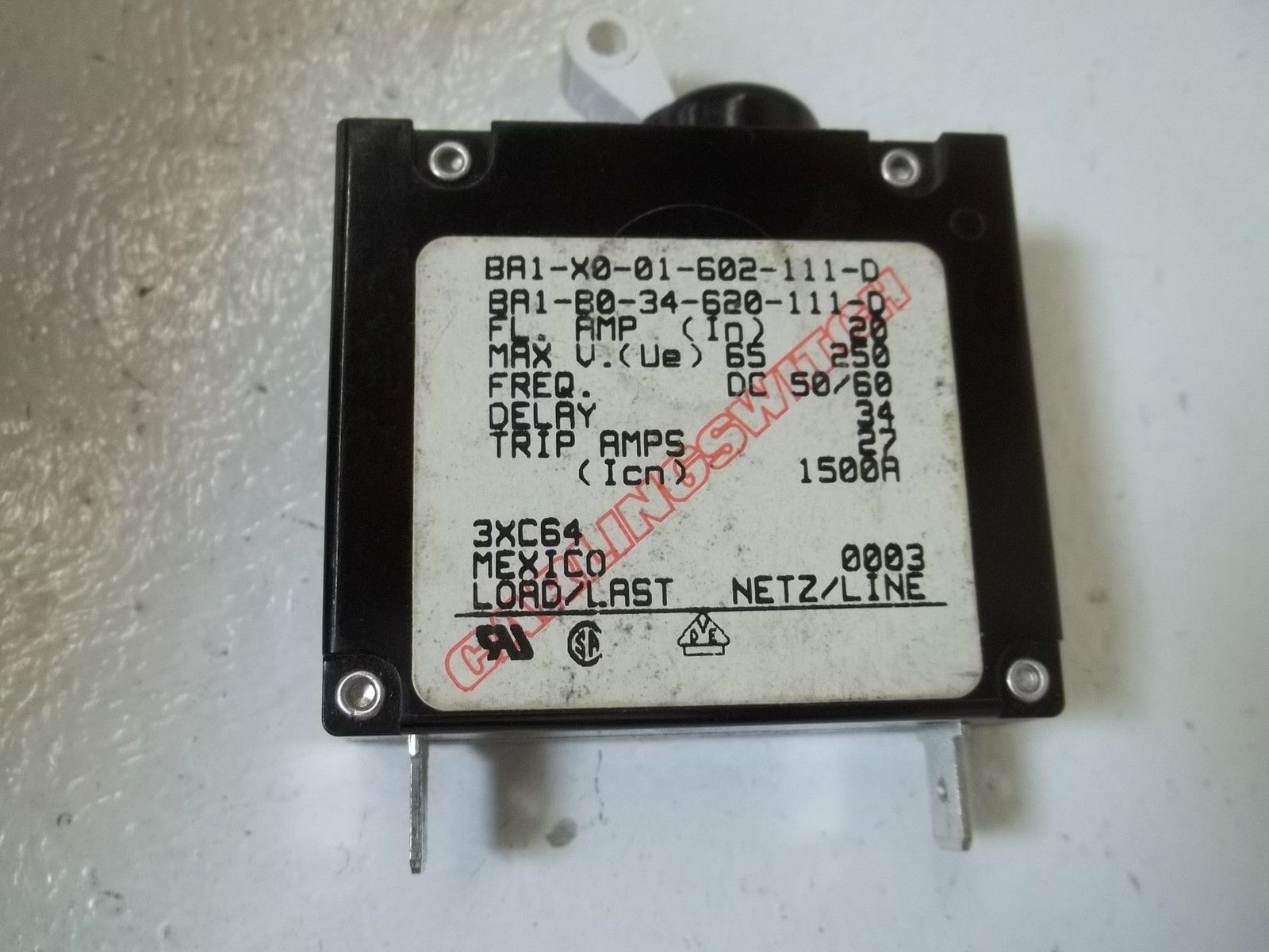 CARLING SWITCH 3XC64 1 POLE CIRCUIT BREAKER *USED*