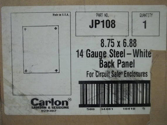 CARLON JP108 8.75 X 6.88 14 GAUGE STEEL-WHITE BACK PANEL *FACTORY SEALED*