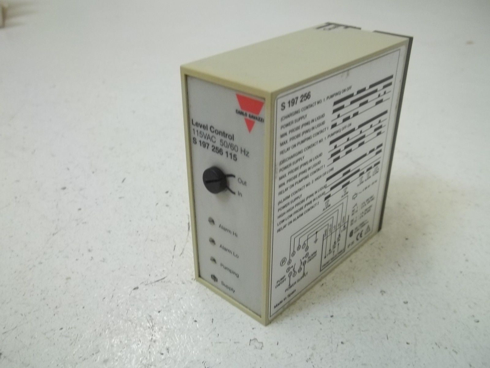CARLOS GAVAZZI S197256115 LEVEL CONTROL 115VAC *USED*