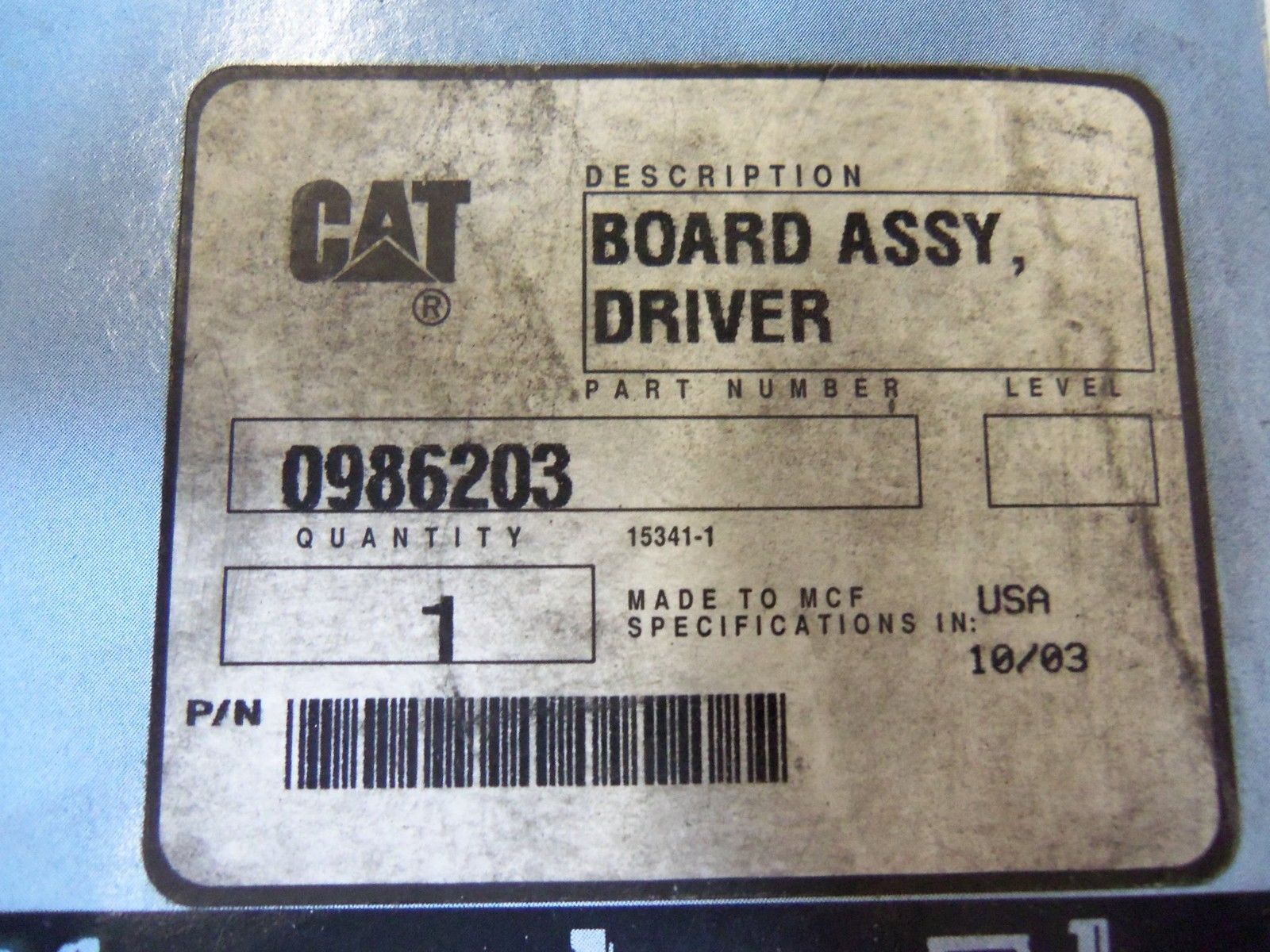 CAT BOARD ASSY, DRIVER 0986203 *NEW IN BOX*