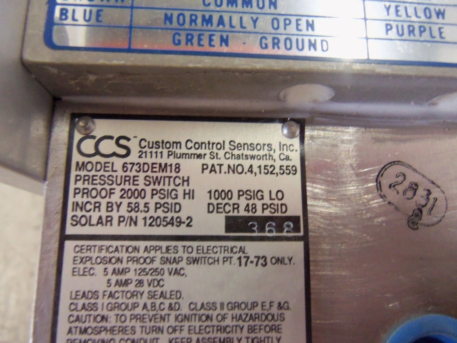 CCS 673DEM18 SENSOR *USED*