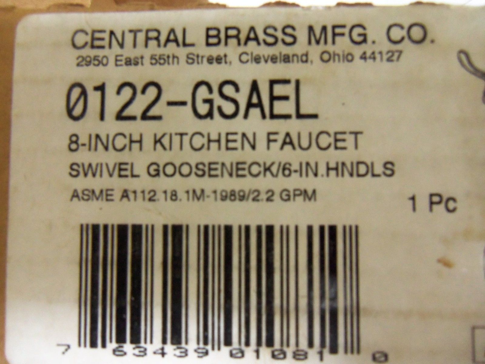 CENTRAL BRASS 0122-GSAEL KITCHEN FAUCET 8" *NEW IN BOX*