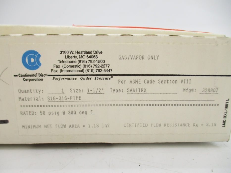 CONTINENTAL SANITRX 328807 50PSI NSMP