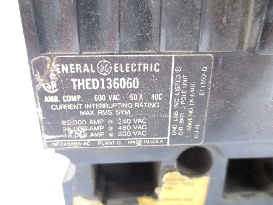 GENERAL ELECTRIC THED136060 60A 600V UNMP