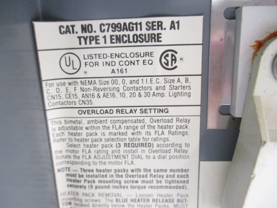 CUTLER HAMMER C799AG11 SER. A1 (AS PICTURED) NSNP