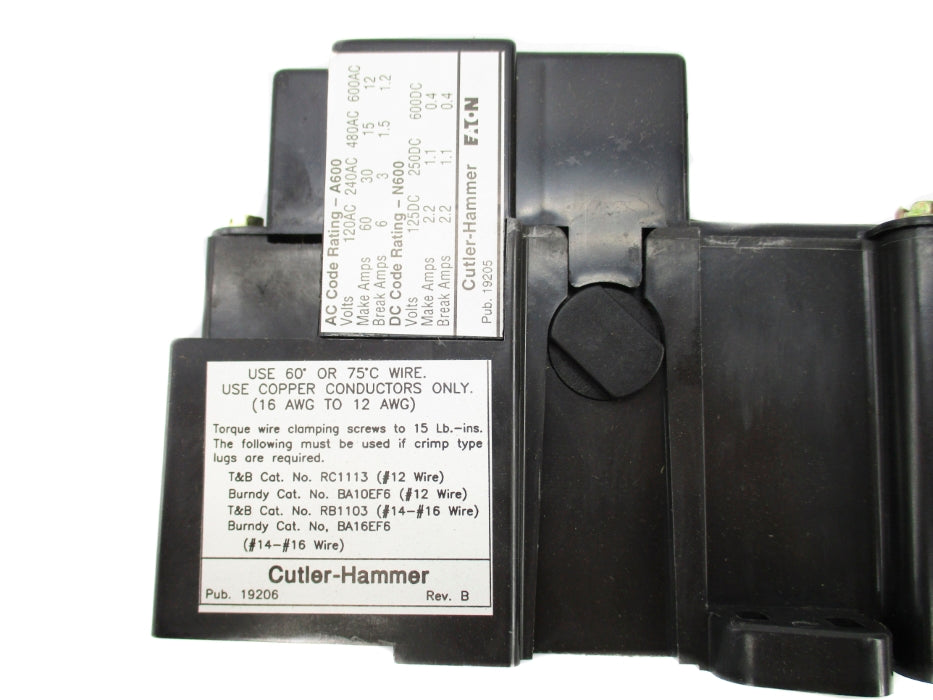 CUTLER HAMMER DS16CP SER. A 600VAC 12A NSMP