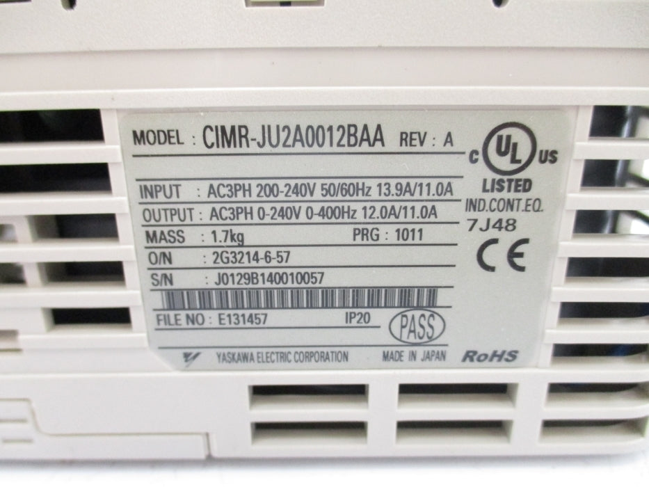 YASKAWA CIMR-JU2A0012BAA 200-240V 13.9/11.0A NSMP