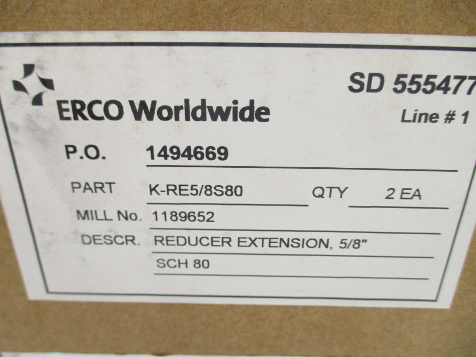 ERCO WORLDWIDE K-RE5/8S80 (PKG OF 2) NSMP