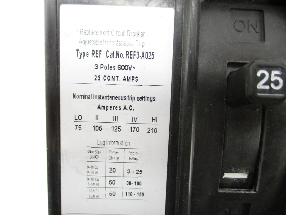 MIAMI BREAKER REF3-A025 25A 250VDC NSMP