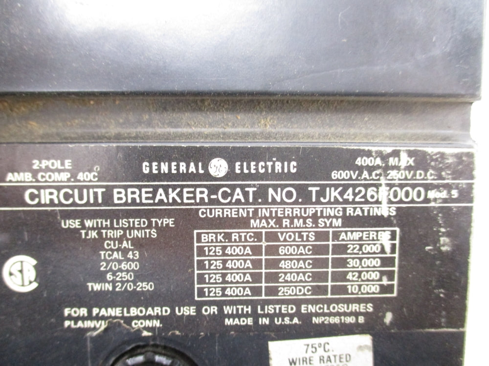 GENERAL ELECTRIC TJK426F000 400A 250VDC NSMP