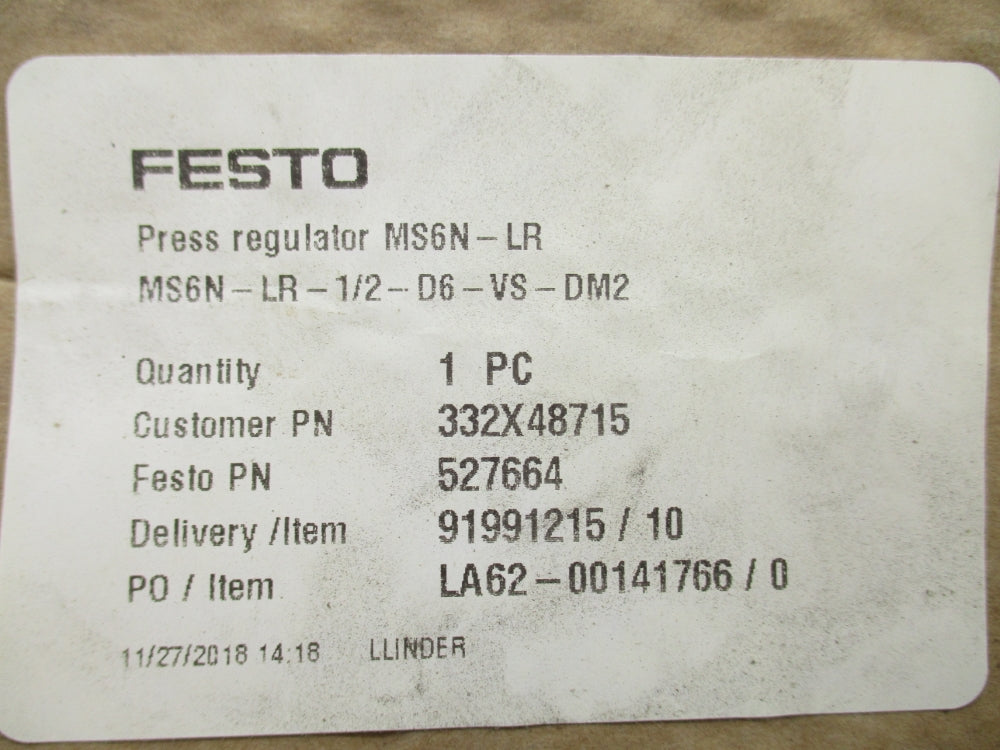 FESTO MS6N-LR-1/2-D6-VS-DM2 527664 NSMP