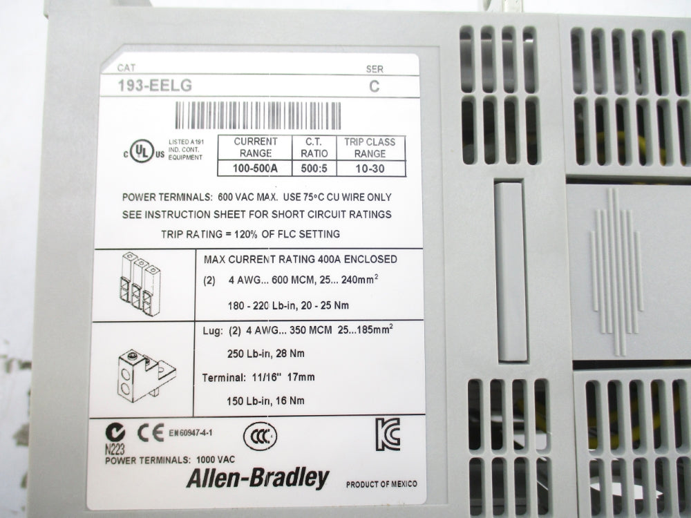 ALLEN BRADLEY 193-EELG SER. C 500A (BR/WH) NSMP