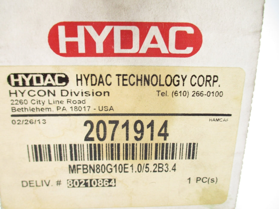 HYDAC 2071914 MFBN80G10E1.0/5.2B3.4 NSMP