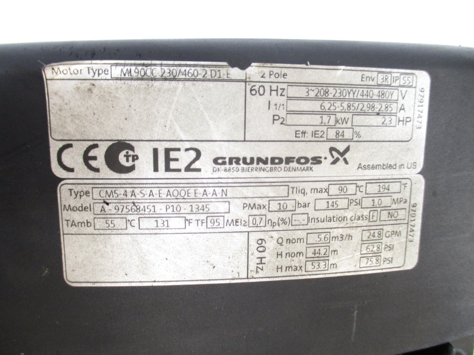 GRUNDFOS CM5-4A-S-A-E-AQQEE-A-A-N 145PSI NSNP