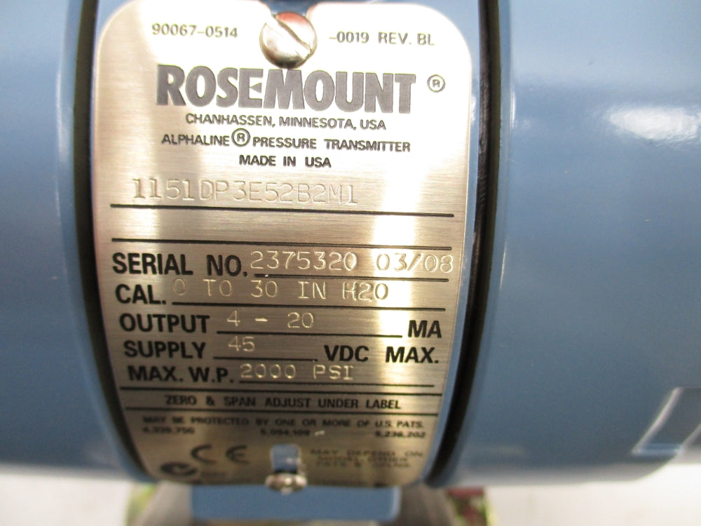 ROSEMOUNT 1151DP3E52B2M1 2000PSI NSMP