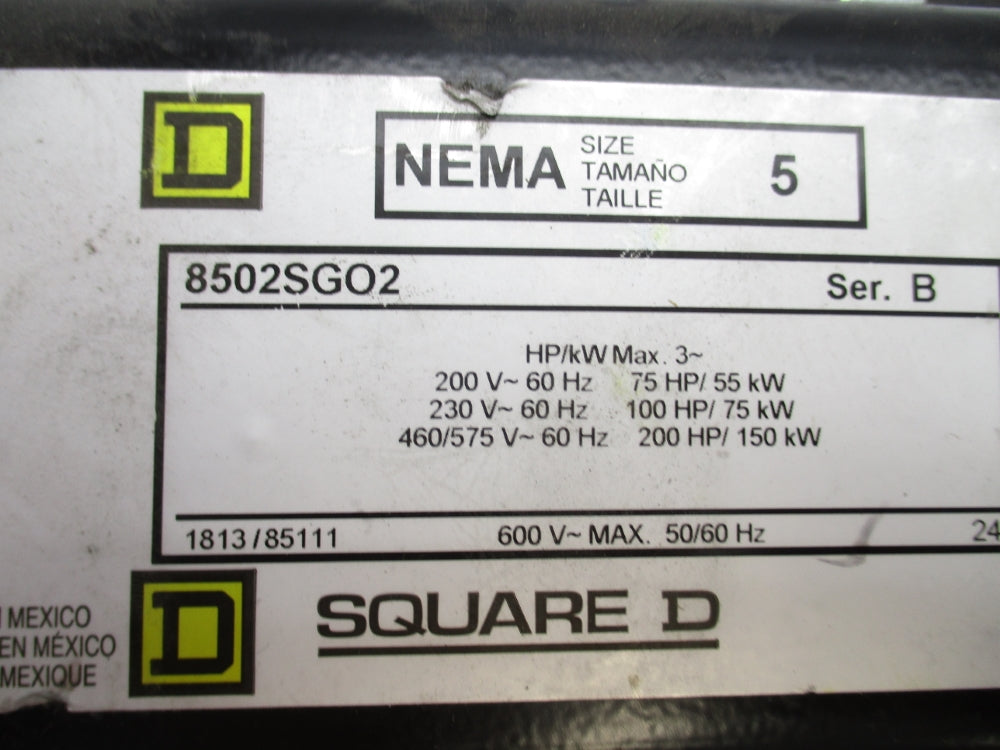 SQUARE D 8502SGO2 SER. B 480V NSNP