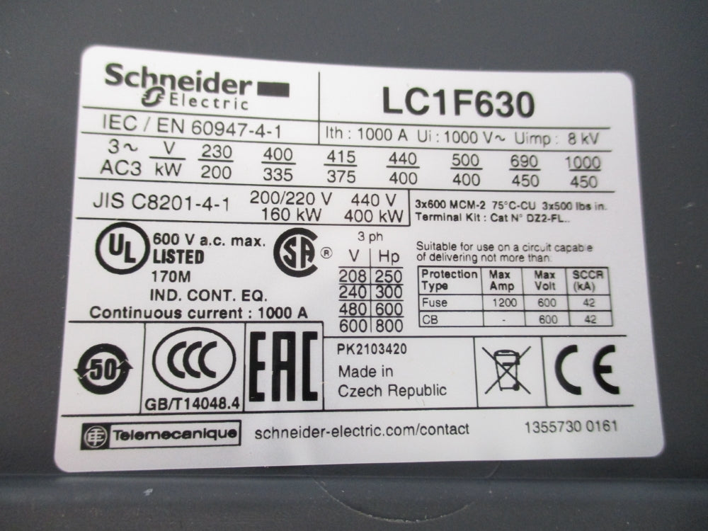 SCHNEIDER ELECTRIC LC1F630 600V NSNP