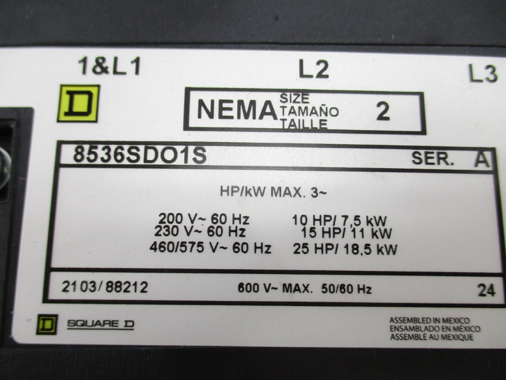 SQUARE D 8536SDO1S SER. A 110/120V NSNP