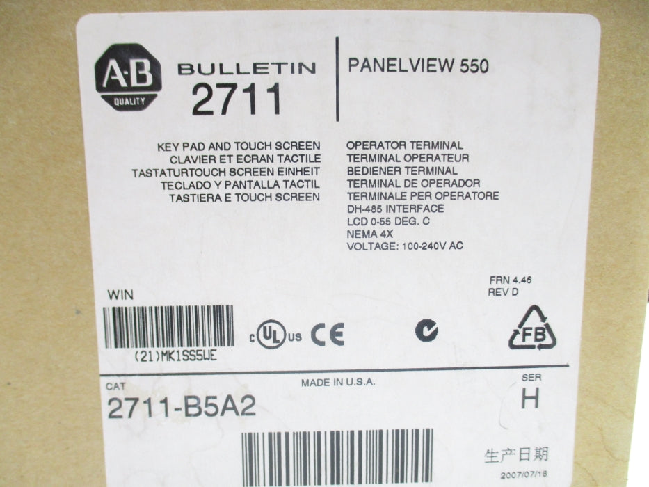 ALLEN BRADLEY 2711-B5A2 SER. H F/W 4.46 UNMP