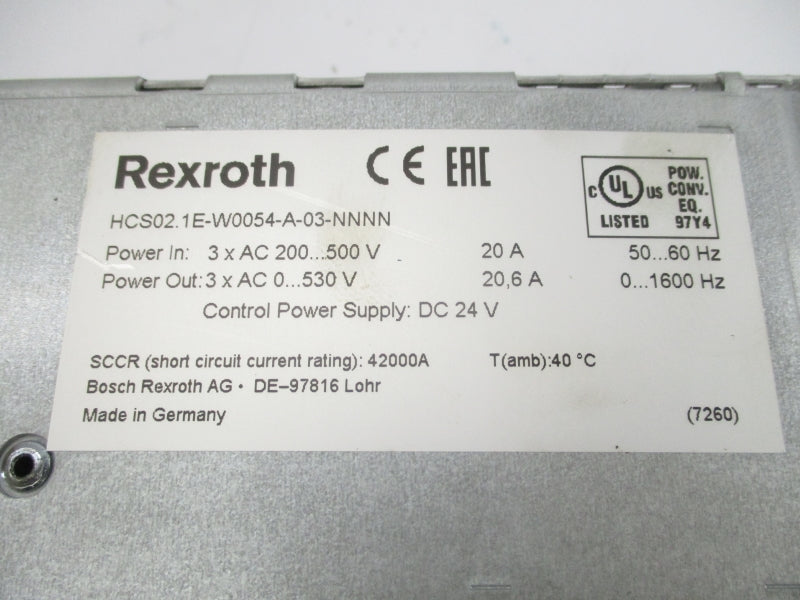 REXROTH HCS02.1E-W0054-A-03-NNNN 500V 20.6A NSNP