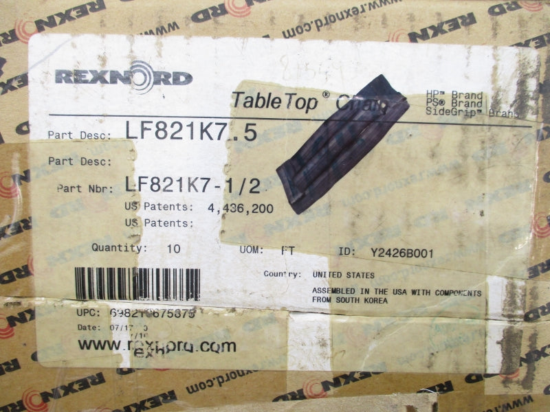 REXNORD LF821K7.5 LF821K7-1/2 10' NSMP