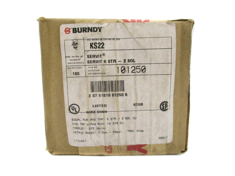 BURNDY KS22 (PKG OF 100) NSFS – MRO Global Solutions