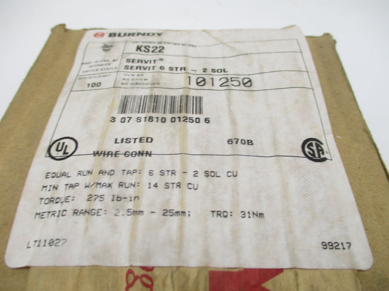 BURNDY KS22 (PKG OF 100) NSFS – MRO Global Solutions