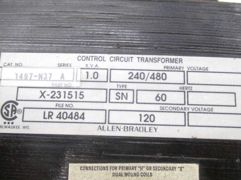 ALLEN BRADLEY 1497-N37 SER. A 240/480V UNMP