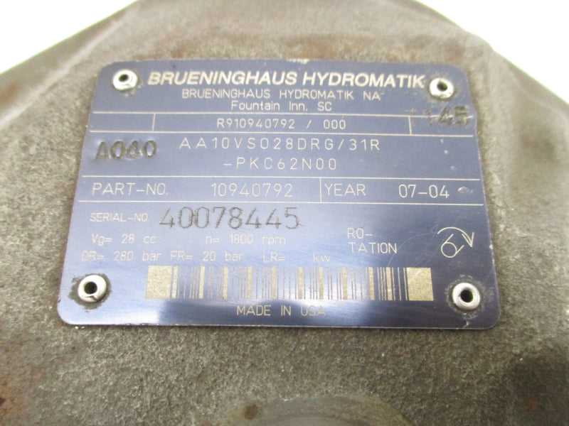 BRUENINGHAUS HYDROMATIK AA10VS028DRG/31R-PKC62N00 R910940792 280BAR UNMP