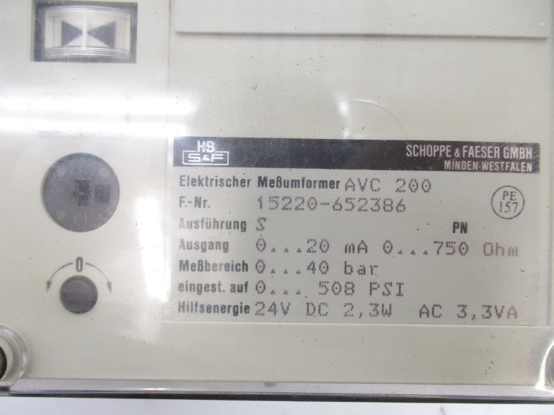 SCHOPPE&FAESER 15220-652386 508PSI 24VDC NSNP