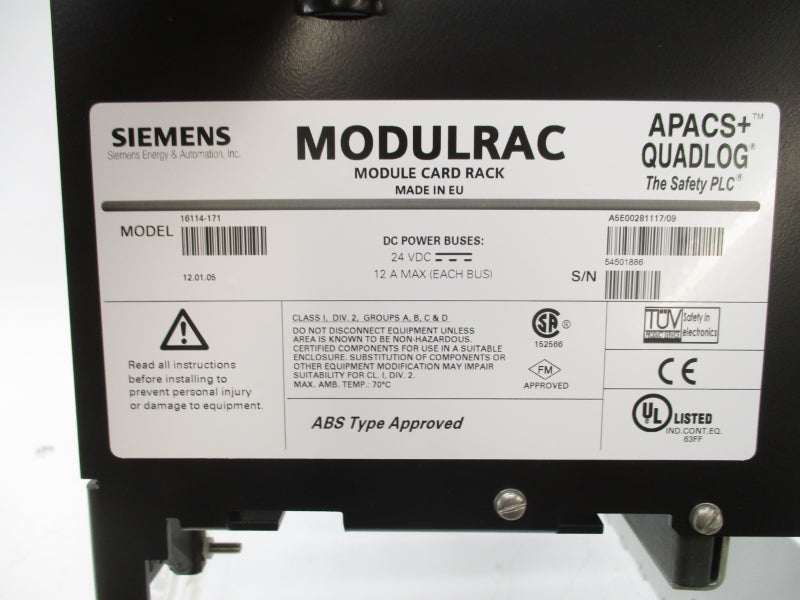 SIEMENS 16114-171 24VDC 12A NSMP